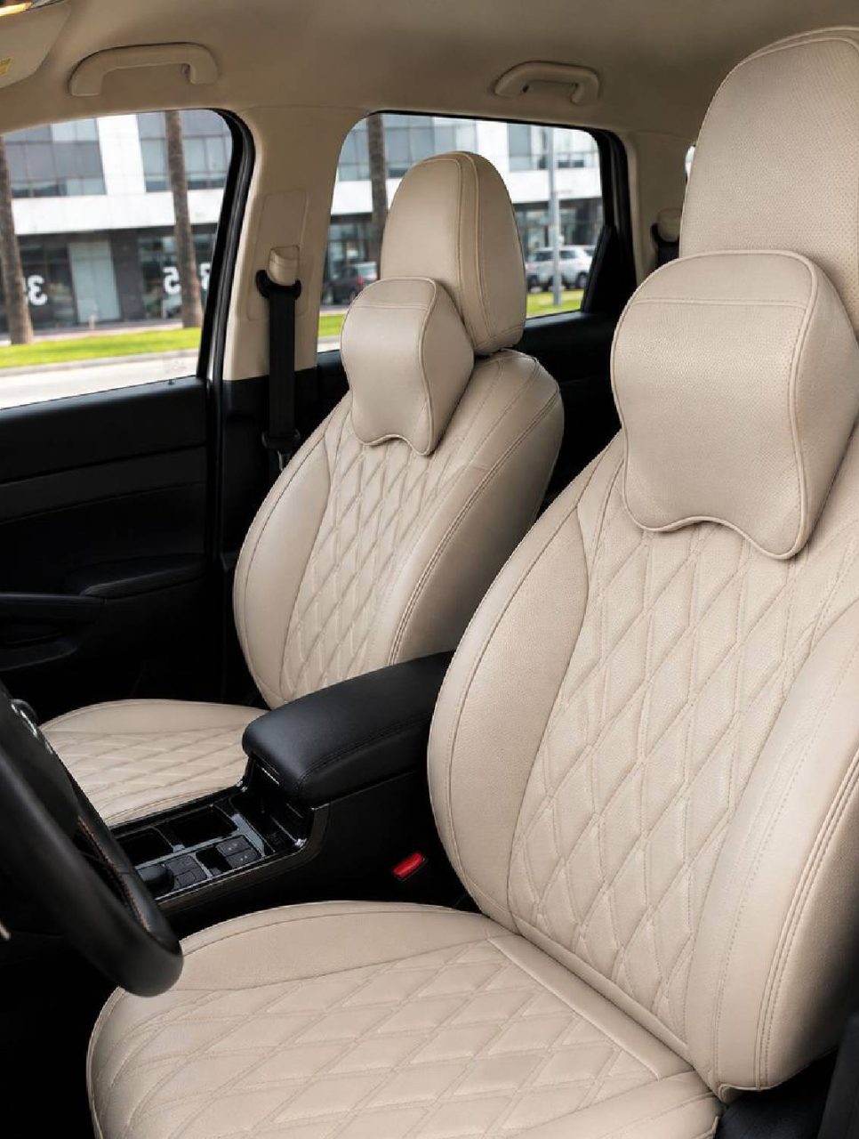 White ML_40 Custom Made Leather Seat Cover