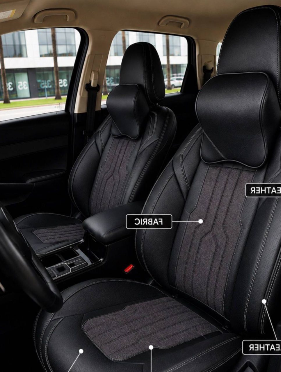 Black ML-71 Luxury Fabric & Leather Seat Covers