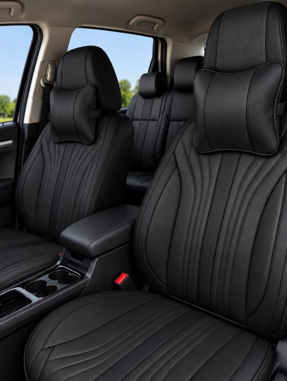 Black ML-95 Custom-Made Leather Seat Covers