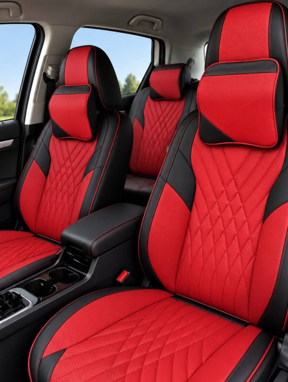 Red ML_80 Custom-Made Leather Seat Covers