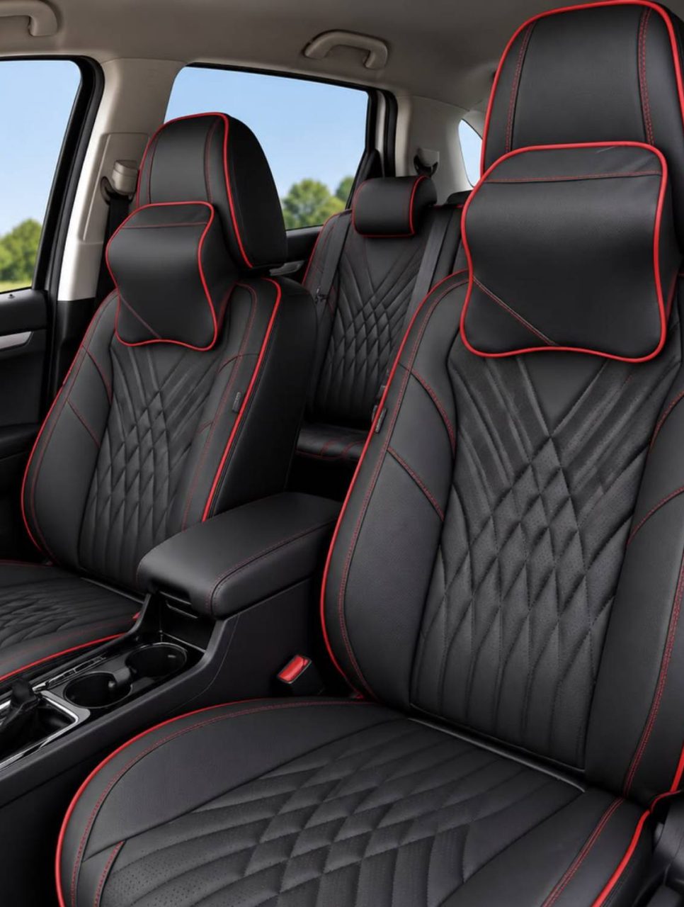 Black with Red Border ML_80 Custom-Made Seat Covers