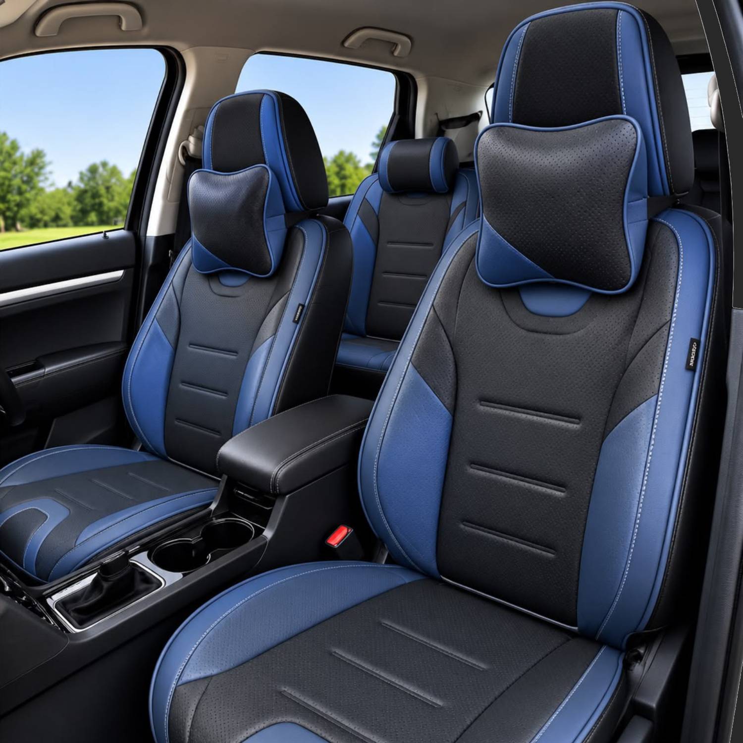 Steel Blue ML_91 Custom-Made Leather Seat Cover