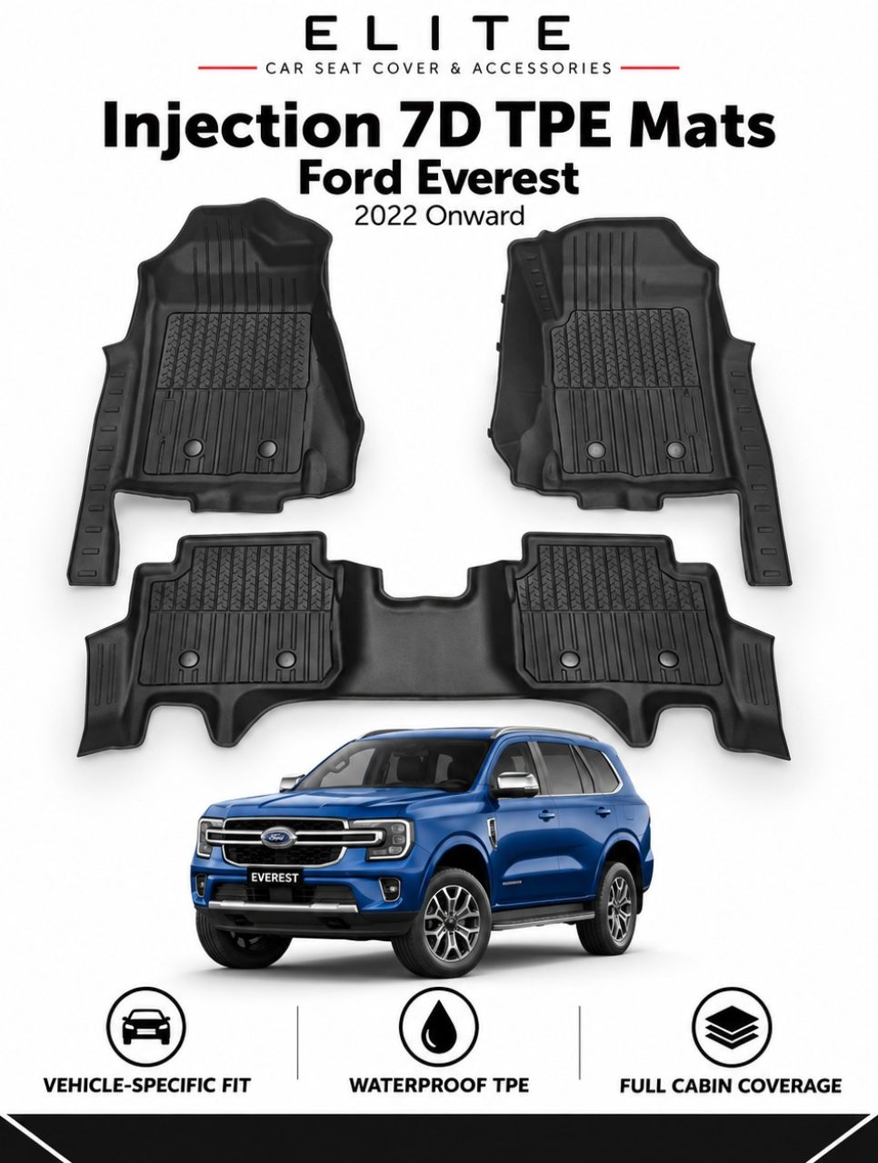 7D Injection Floor Mats for Ford Everest 2022-Onwards