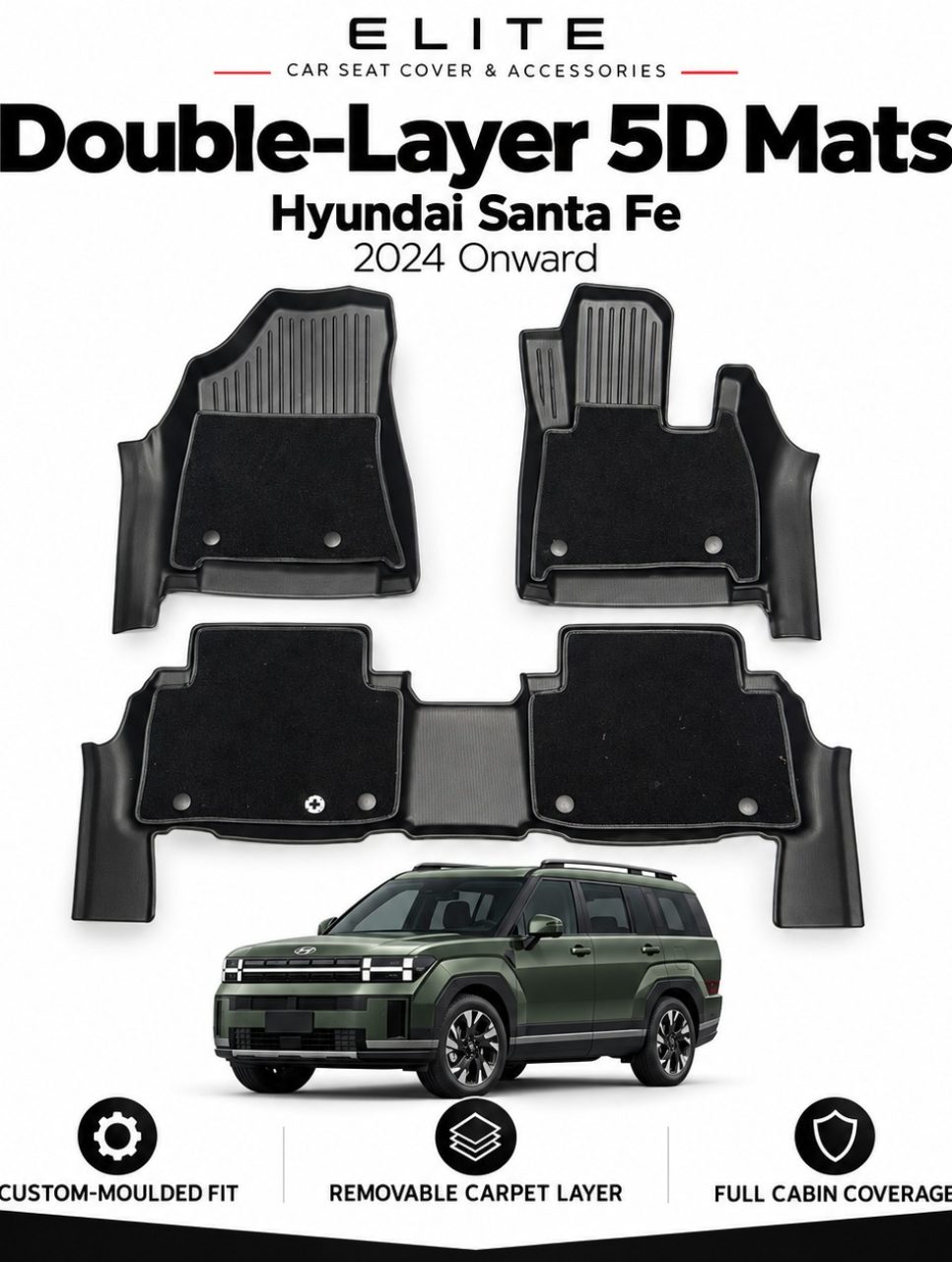 Hyundai Santa Dual Layer 5D Floor Mats (2024 Onwards)