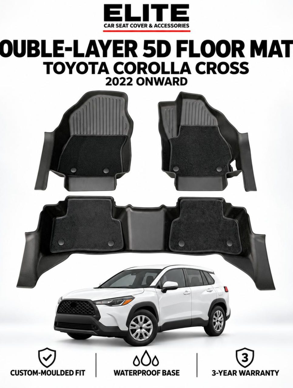 Double Layer TPE 5D Mats for Toyota Corolla Cross 2022 Onwards
