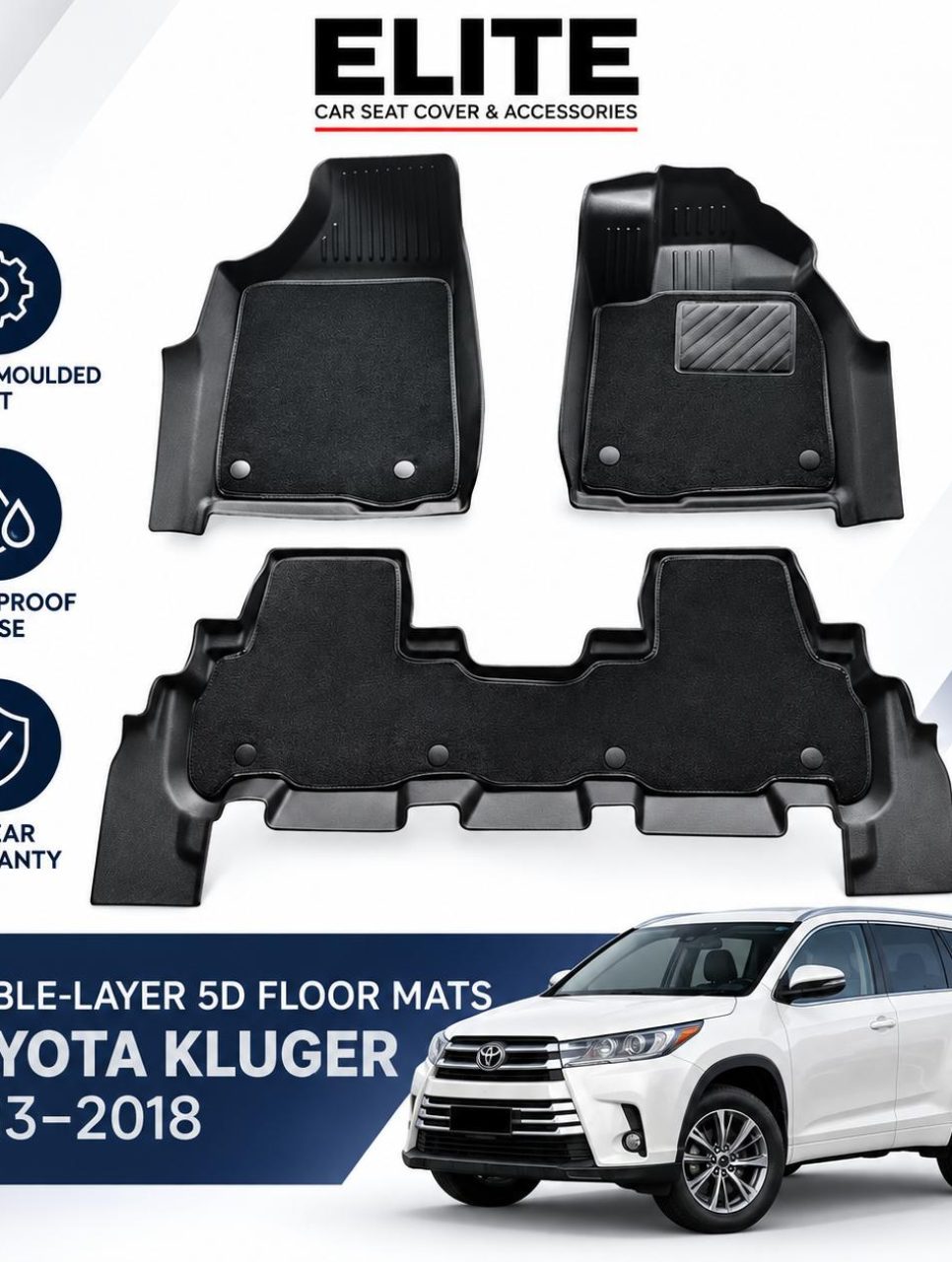 Double Layer TPE 5D Mats For Toyota Klugar (2013-2018)