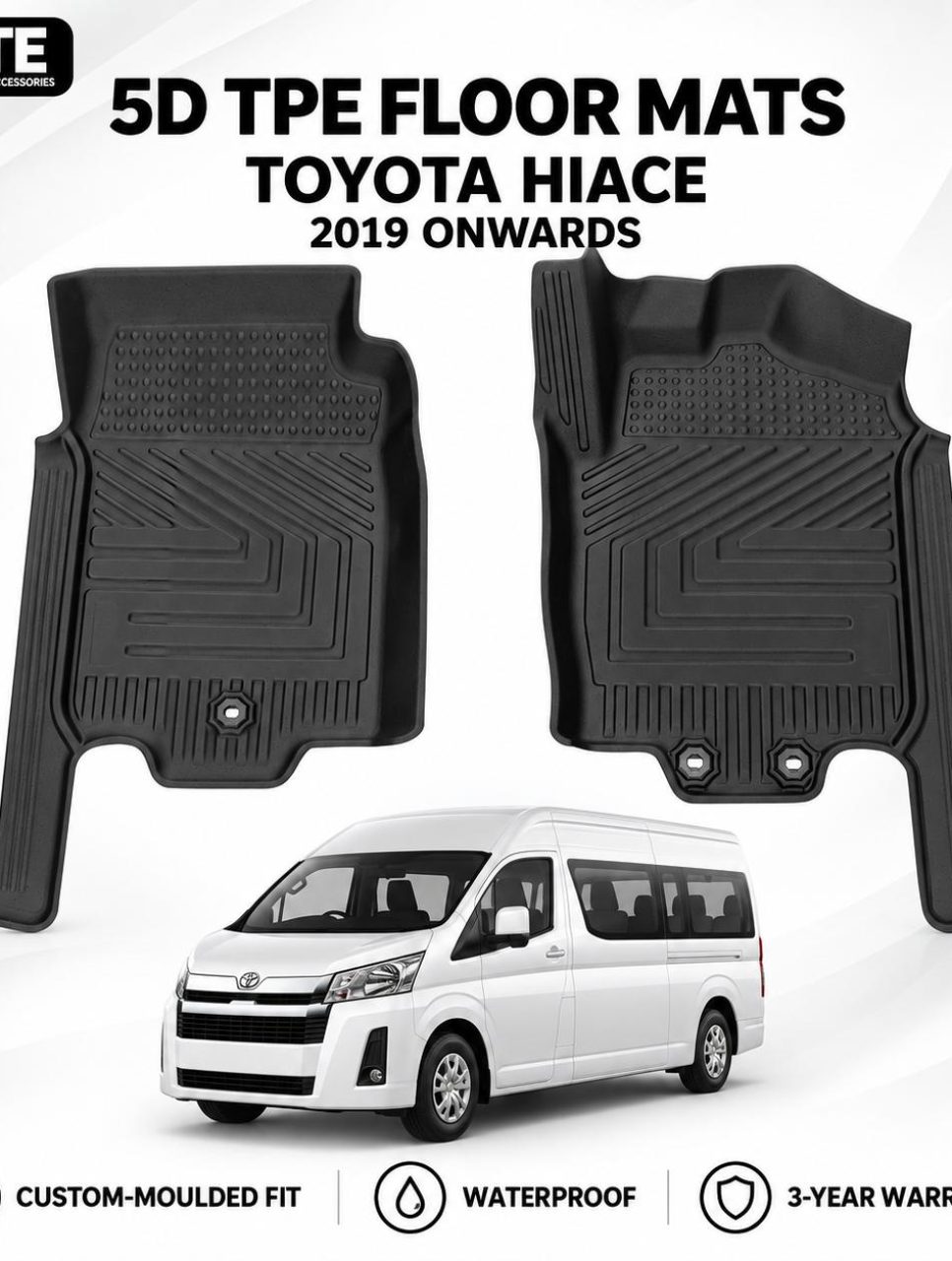 TPE 3D Floor Mats for Toyota Hiace (2019 Onwards)