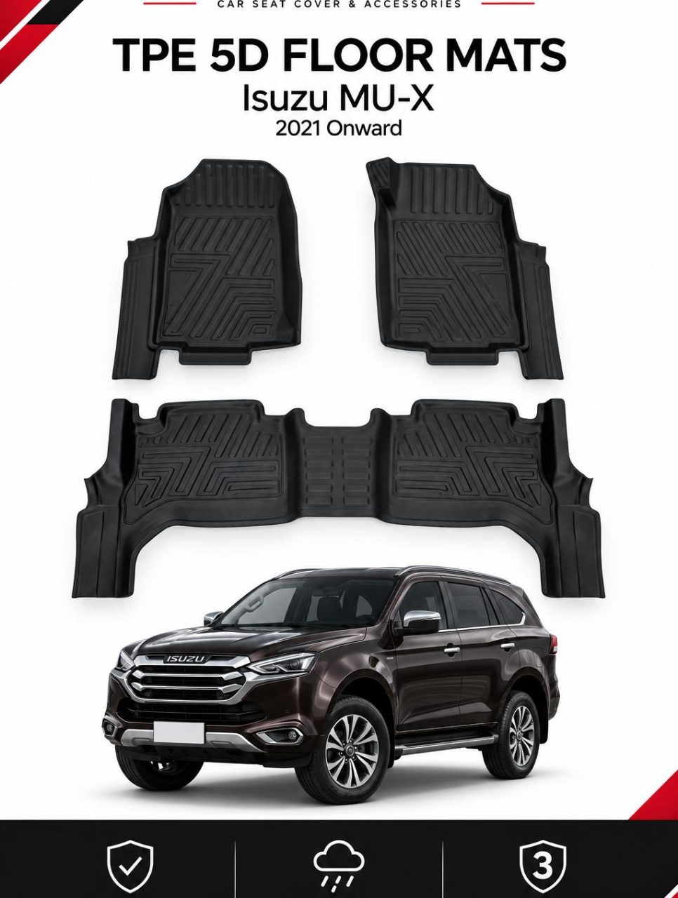 TPE 5D Floor Mats for Isuzu MUX 2021 Onwards