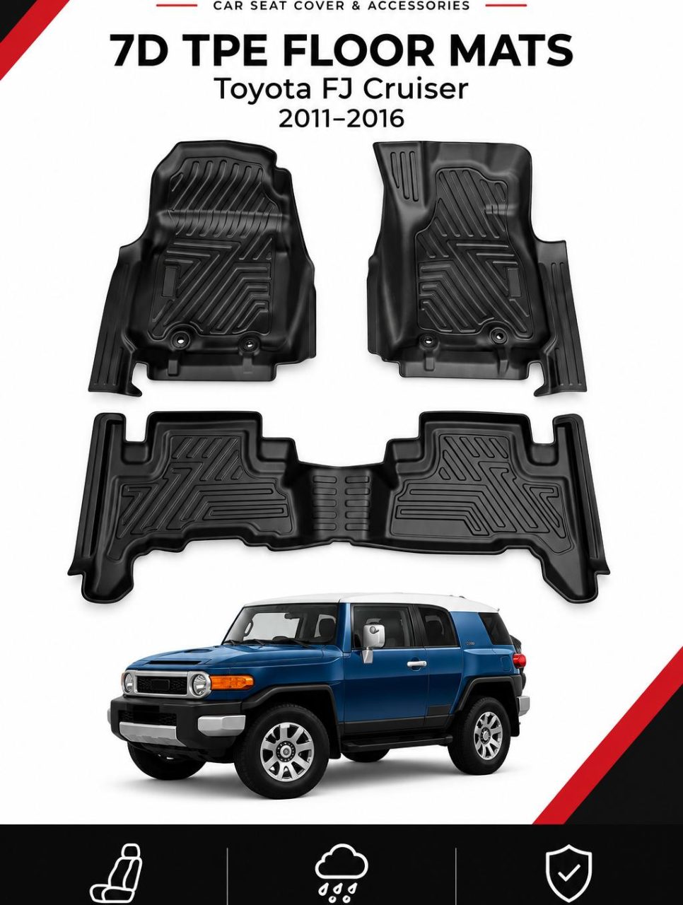 TPE 3D Floor Mats for Toyota FJ Cruiser 2011–2016