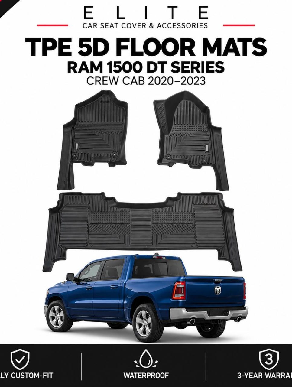 TPE 5D Floor Mats for RAM 1500 DT Series Crew Cab 2020–2023
