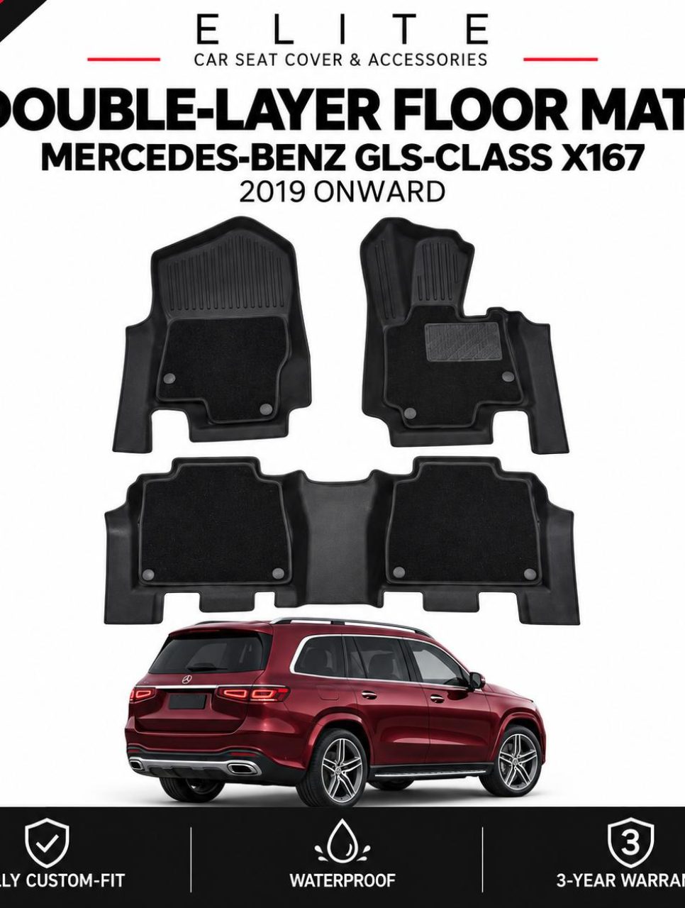 TPE 5D Floor Mats for Mercedes-Benz GLS-Class X167 (2019 onwards)