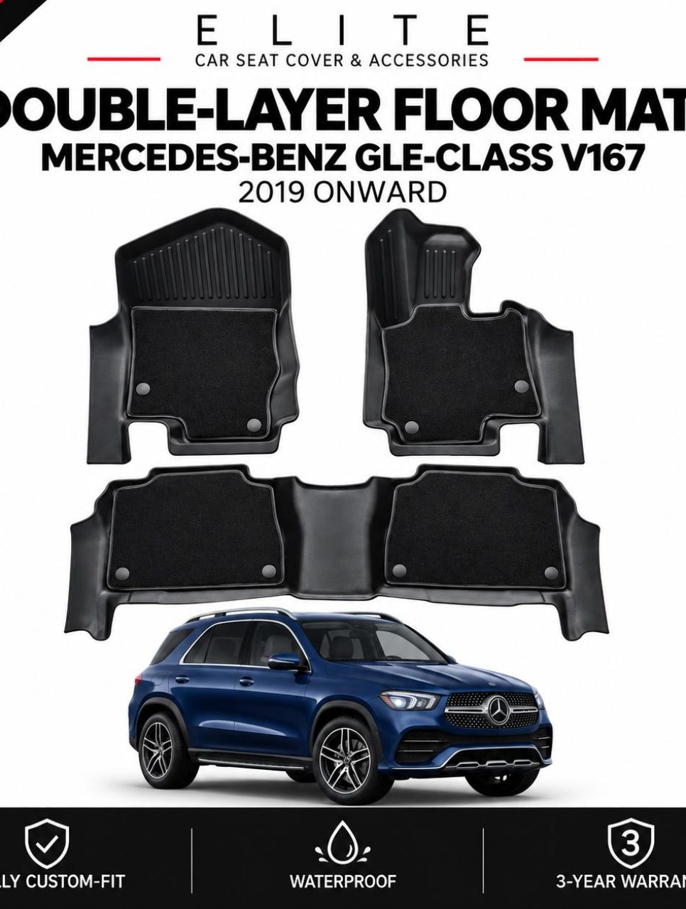 TPE 5D Floor Mats for Mercedes-Benz GLE-Class V167 (2019 onwards)