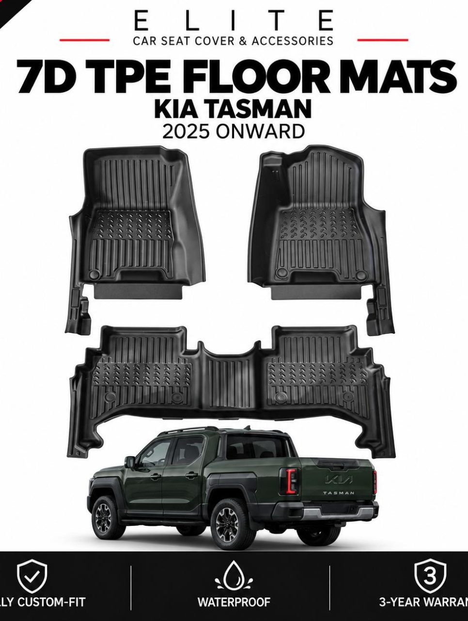 TPE 5D Floor Mats for Kia Tasman 2025 Onwards