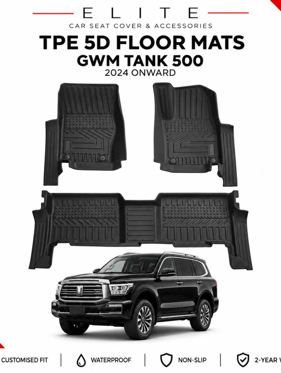 TPE 5D Floor Mats for GWM Tank 500 2024 Onwards