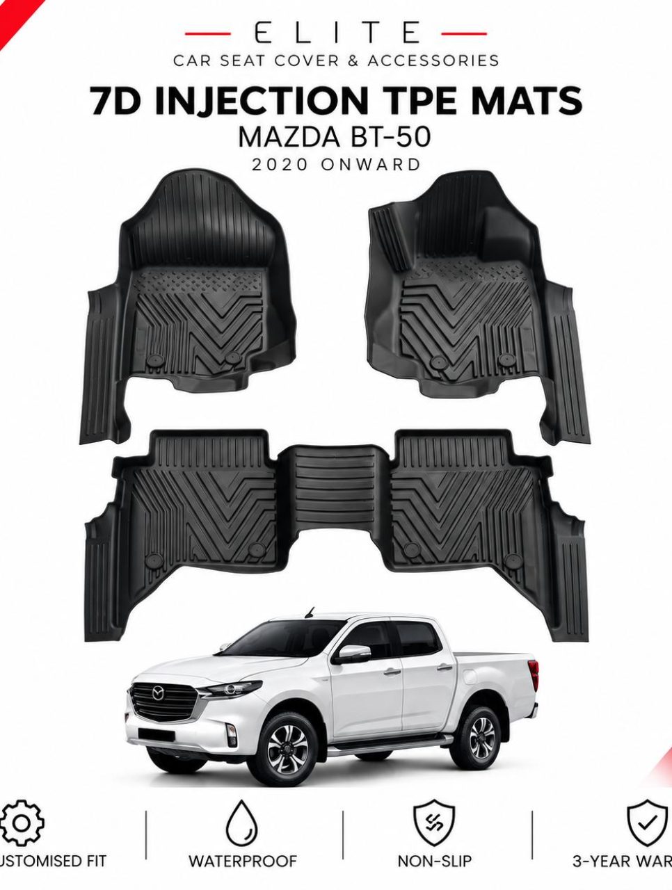 TPE 5D Floor Mats for Mazda BT-50 2020 Onwards