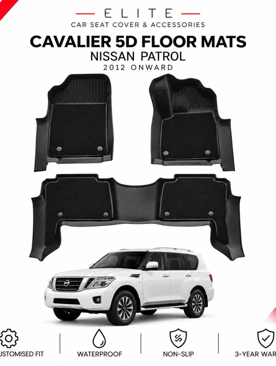 TPE 5D Floor Mats for Nissan Patrol Y62 2012 Onwards