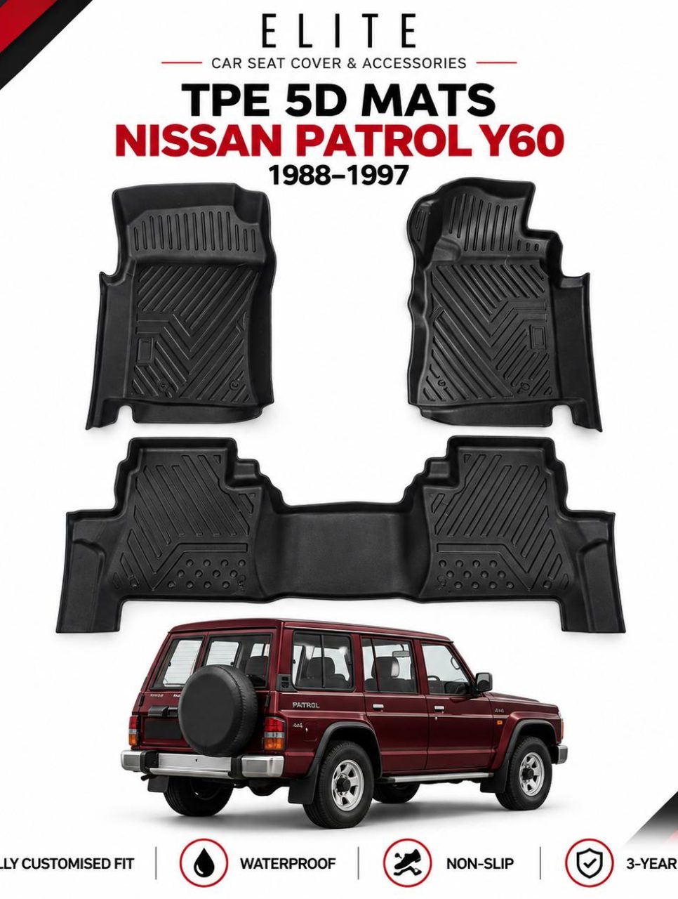 TPE 3D Mats for Nissan Patrol Y60 1988–1997