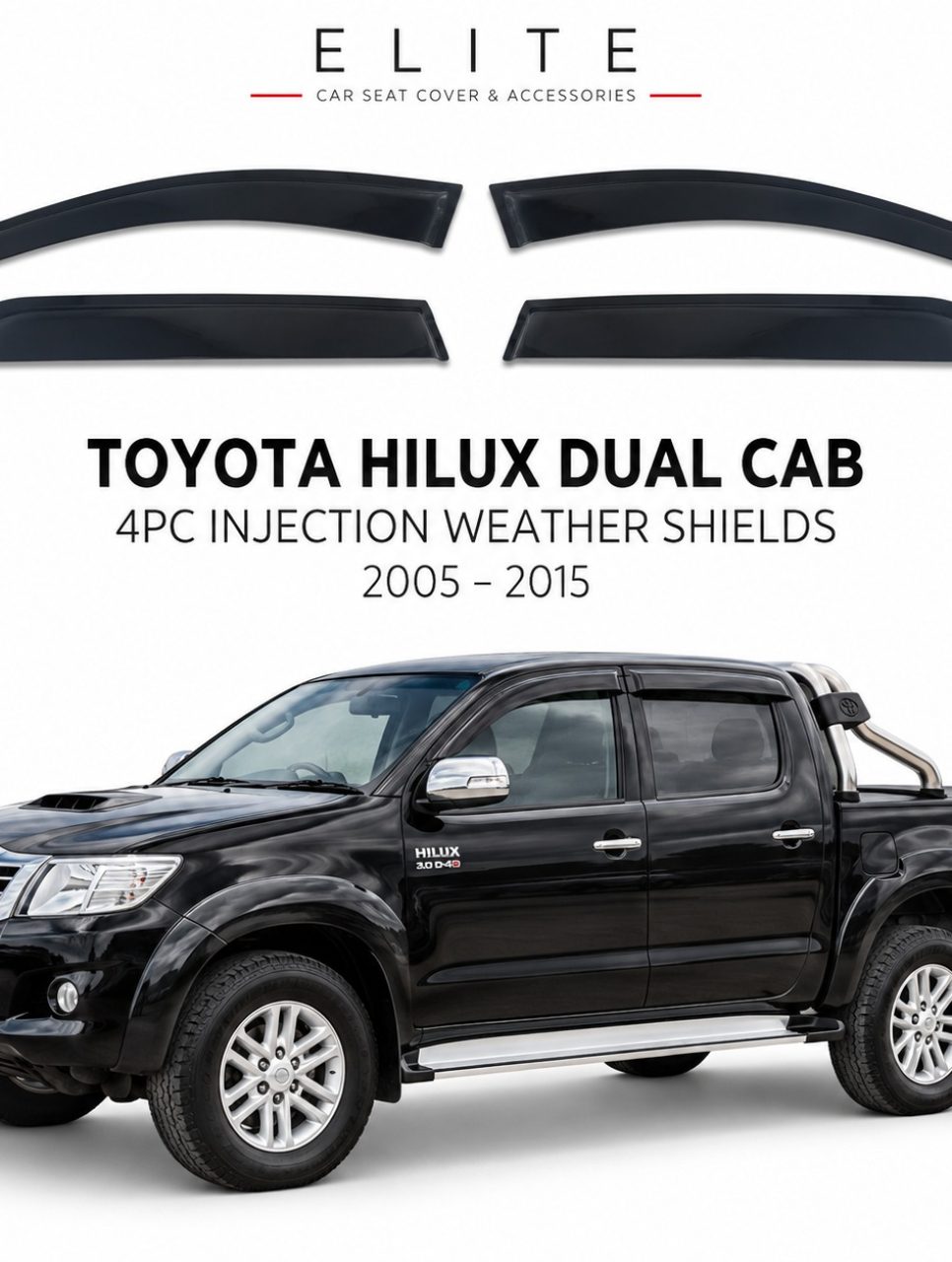 Injection Weather Shields for Toyota Hilux Dual Cab 2005–2015